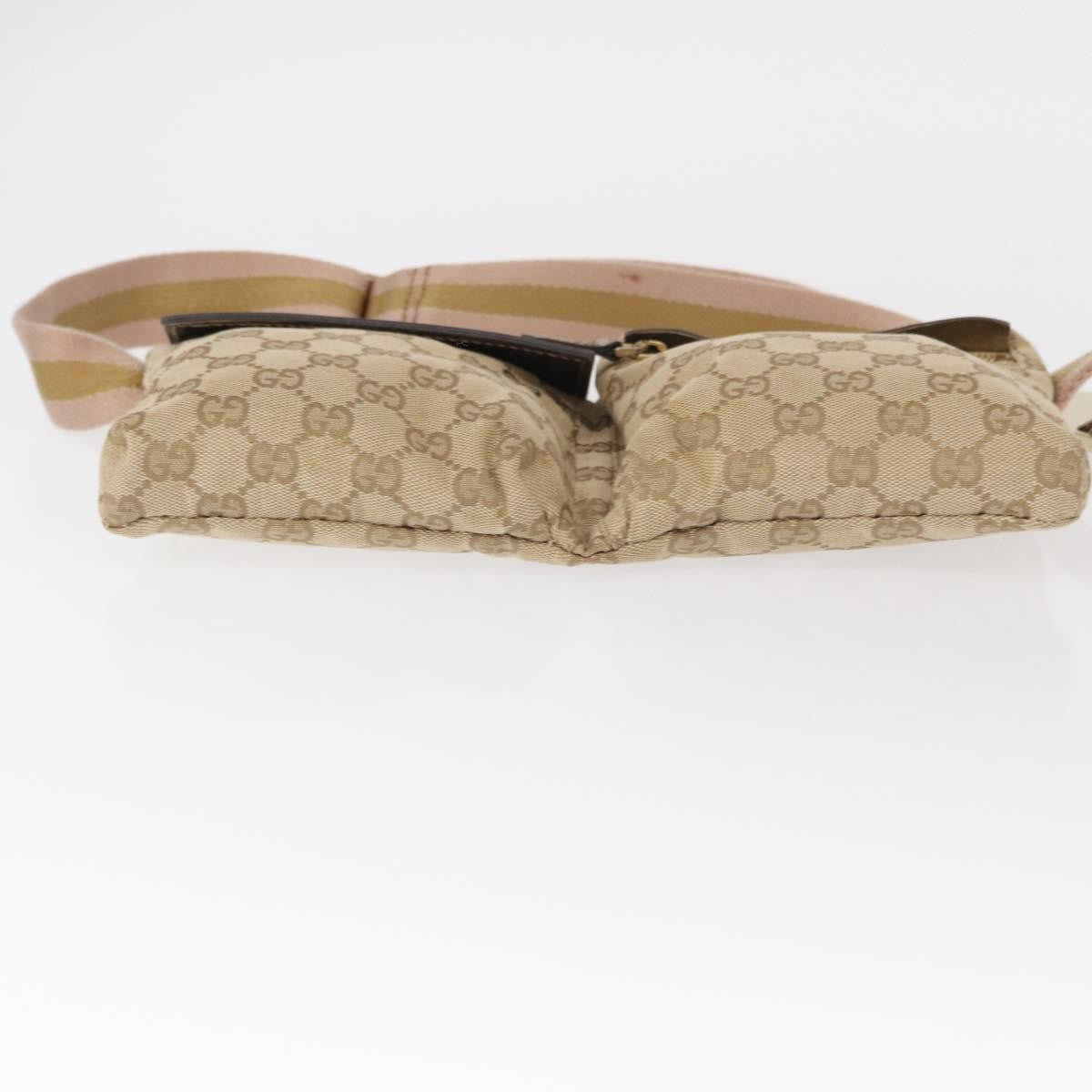 Gucci Vintage Double Belt Bag GG Canvas with Leather
