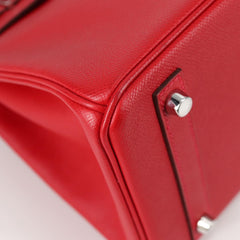 Hermes Birkin Handbag Red Epsom with Palladium Hardware