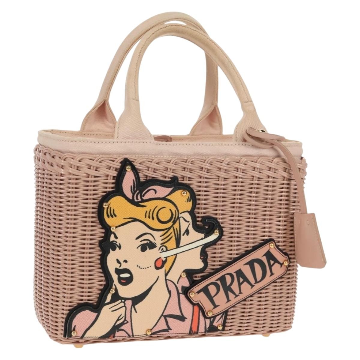 Prada Comic Basket Bag Wicker with Applique