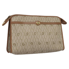 Christian Dior Vintage Honeycomb Zip Pouch Coated Canvas