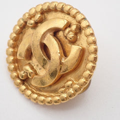 Chanel Vintage CC Round Clip-On Earrings Metal