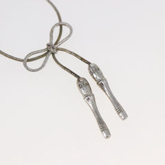 Christian Dior Bow CD Pendant Necklace Metal with Crystal