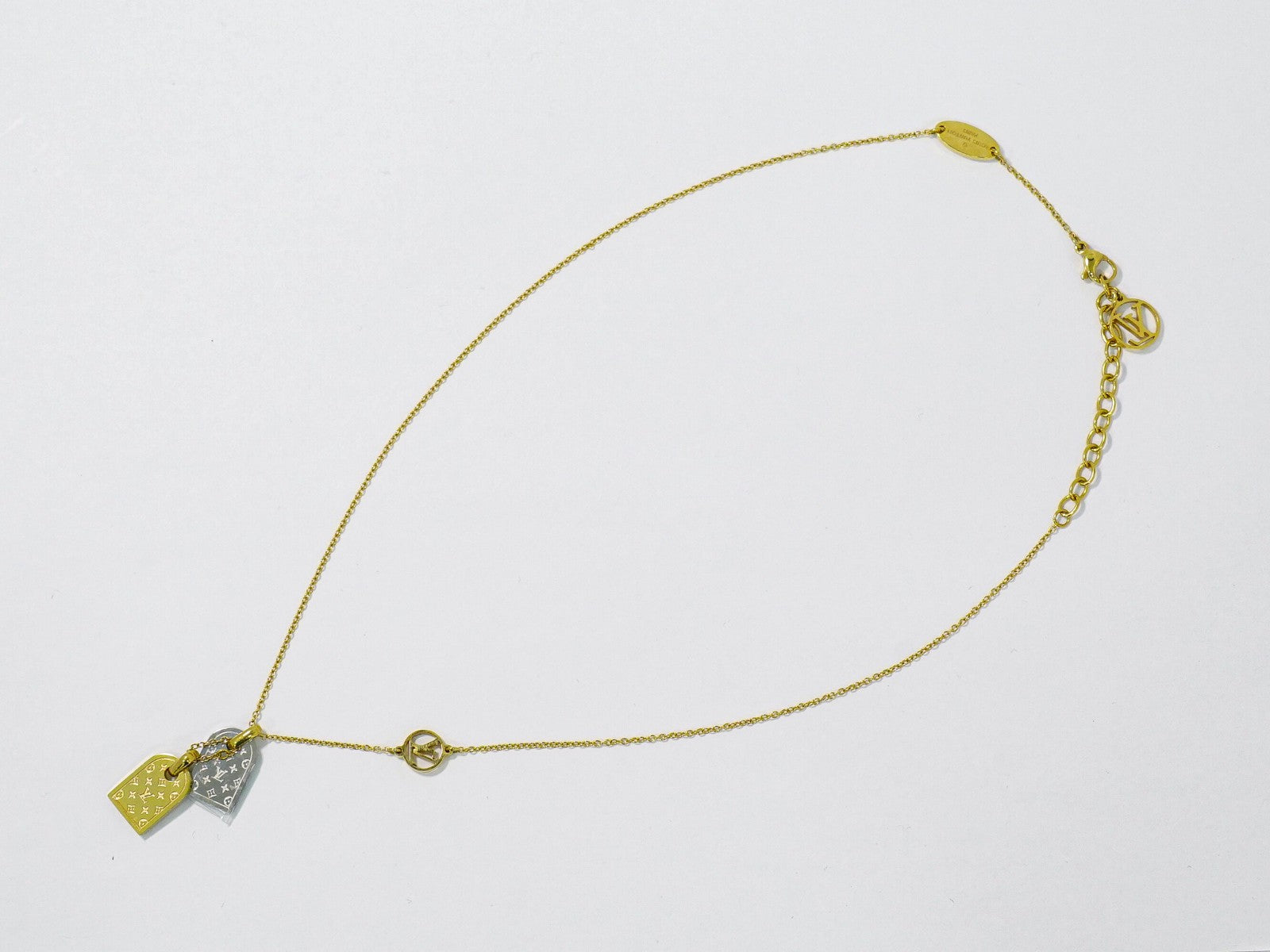 Louis Vuitton Nanogram Name Tag Pendant Necklace Metal