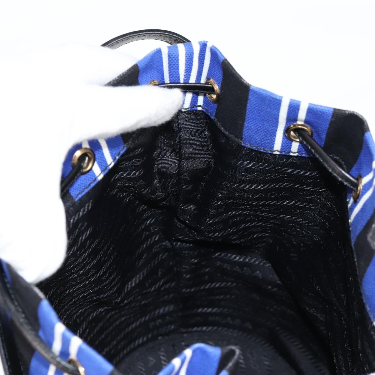 Prada Drawstring Bucket Bag Canvas and Wicker