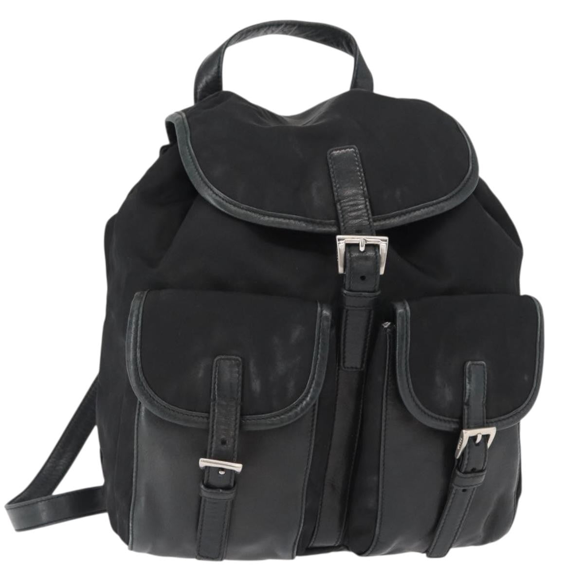 Prada Vela Double Front Pocket Backpack Tessuto with Saffiano Leather
