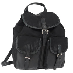 Prada Vela Double Front Pocket Backpack Tessuto with Saffiano Leather