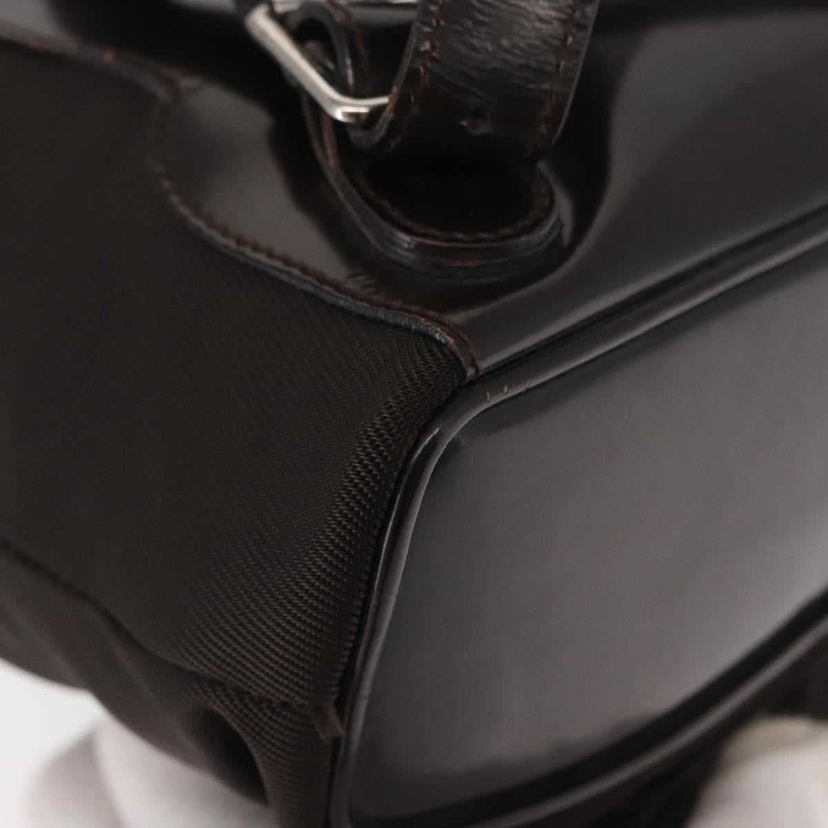 Gucci Vintage Bamboo Backpack Nylon and Patent Leather