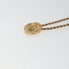 Christian Dior Vintage Logo Round Pendant Necklace Metal