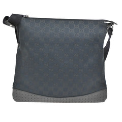 Gucci Zip Messenger Bag GG Canvas with Perforated Leather