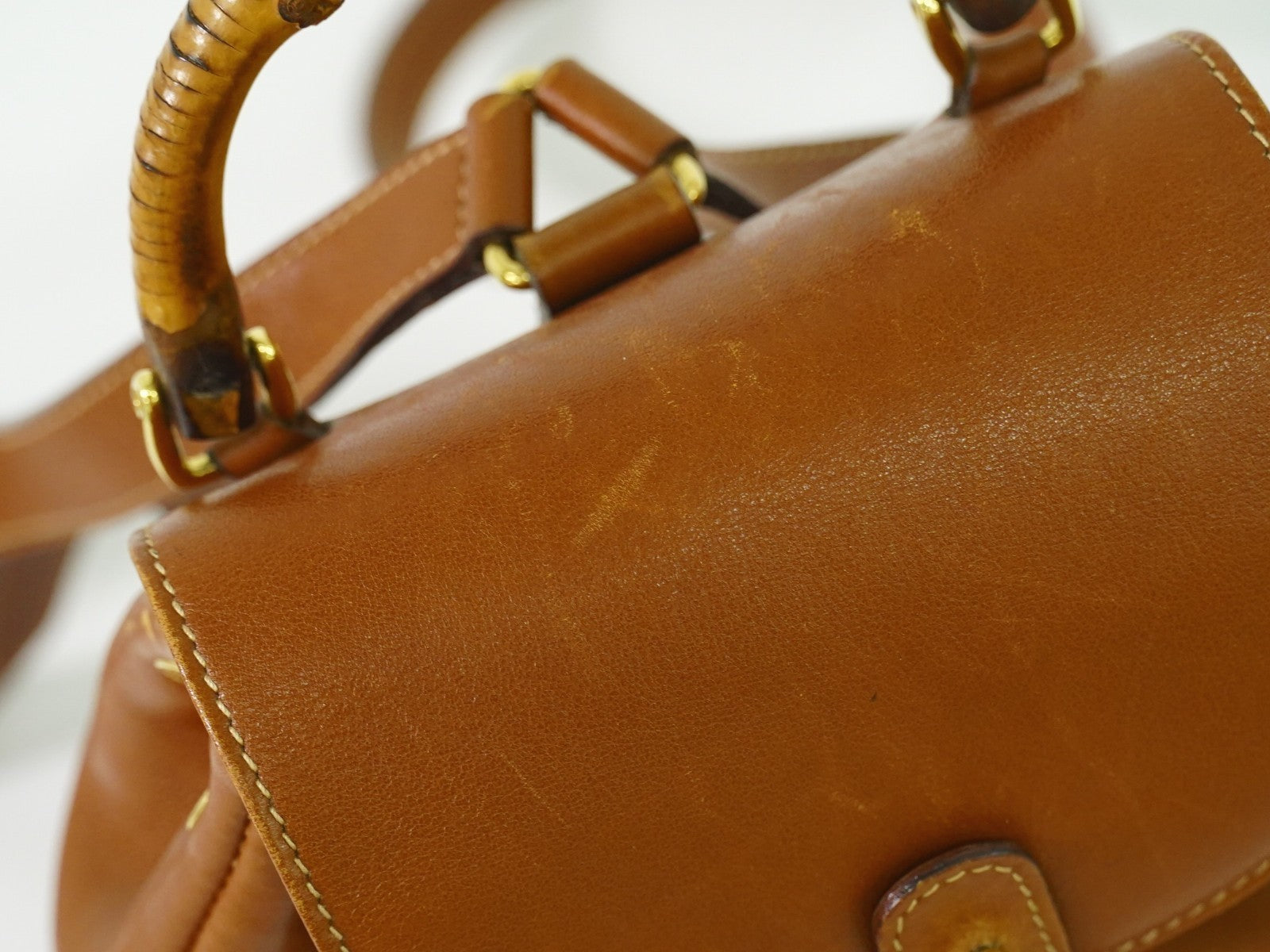 Gucci Vintage Bamboo Backpack Leather