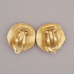 Chanel Vintage CC Round Clip-On Earrings Metal