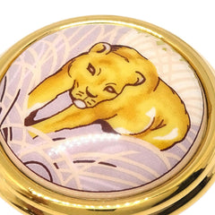 Hermes Vintage Round Clip-On Earrings Printed Enamel and Metal