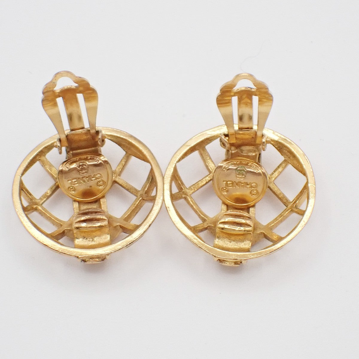 Chanel Vintage CC Round Button Clip-On Earrings Metal