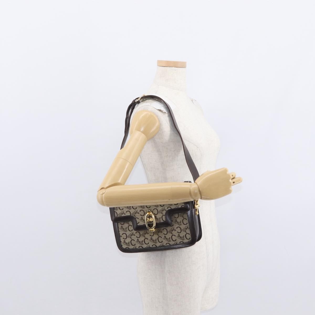 Celine Vintage C Sulky Horsebit Shoulder bag Canvas and Leather