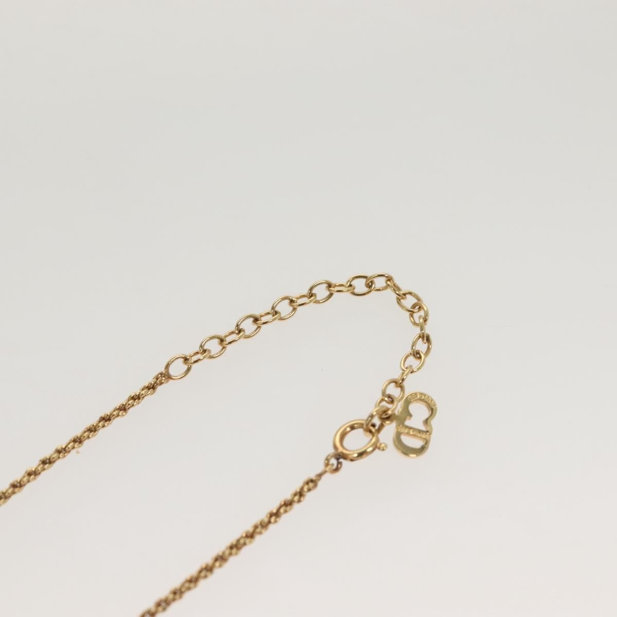 Christian Dior Vintage Logo Round Pendant Necklace Metal