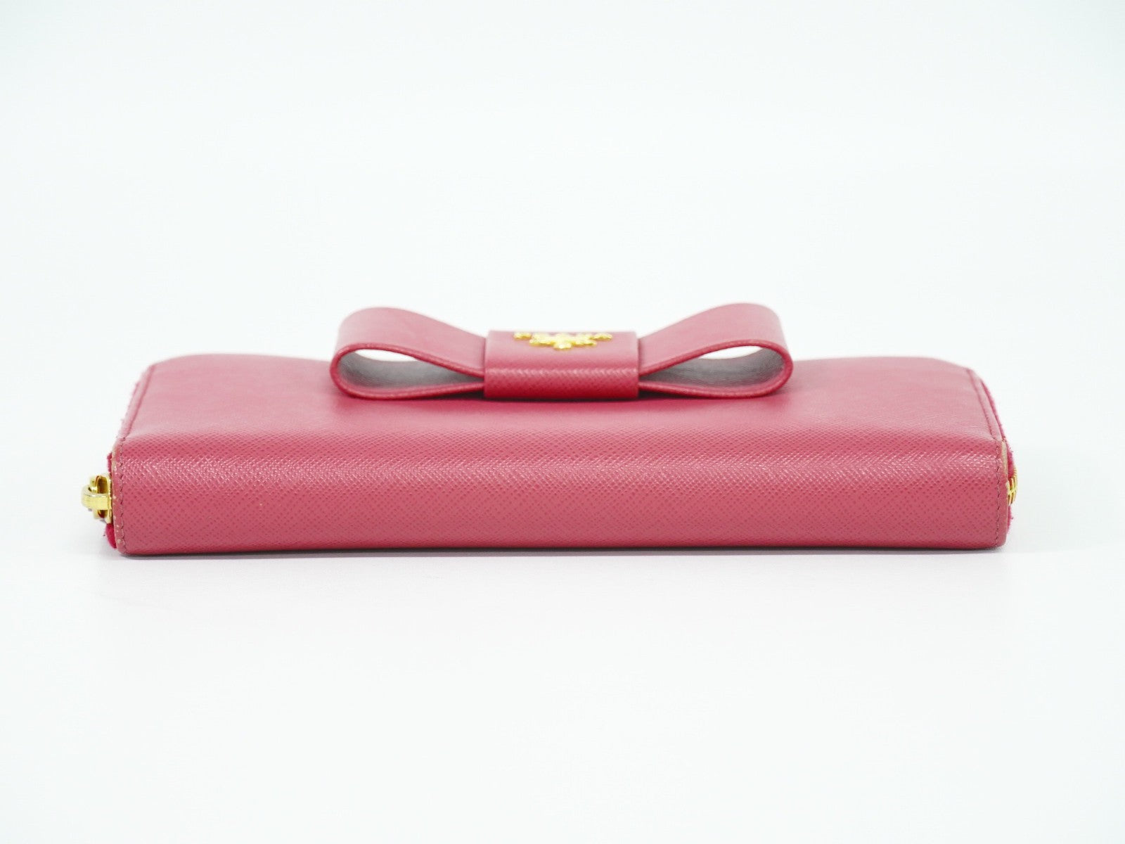 Prada Bow Zip Around Wallet Saffiano Leather