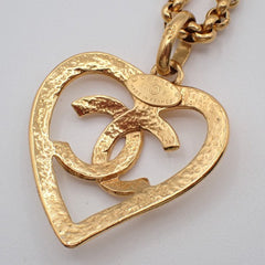 Chanel CC Heart Pendant Necklace Metal