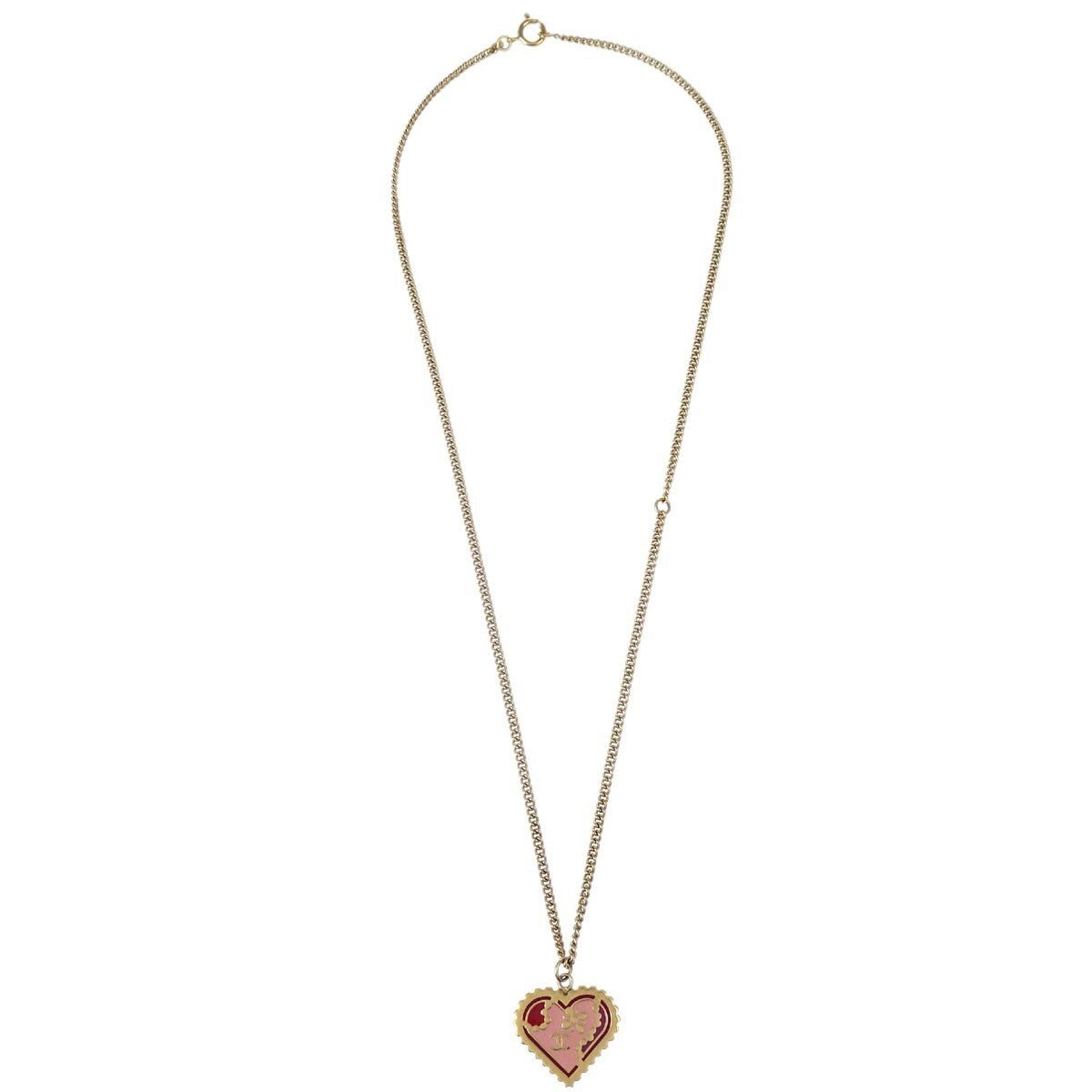 Chanel CC Heart Pendant Metal  with Crystals