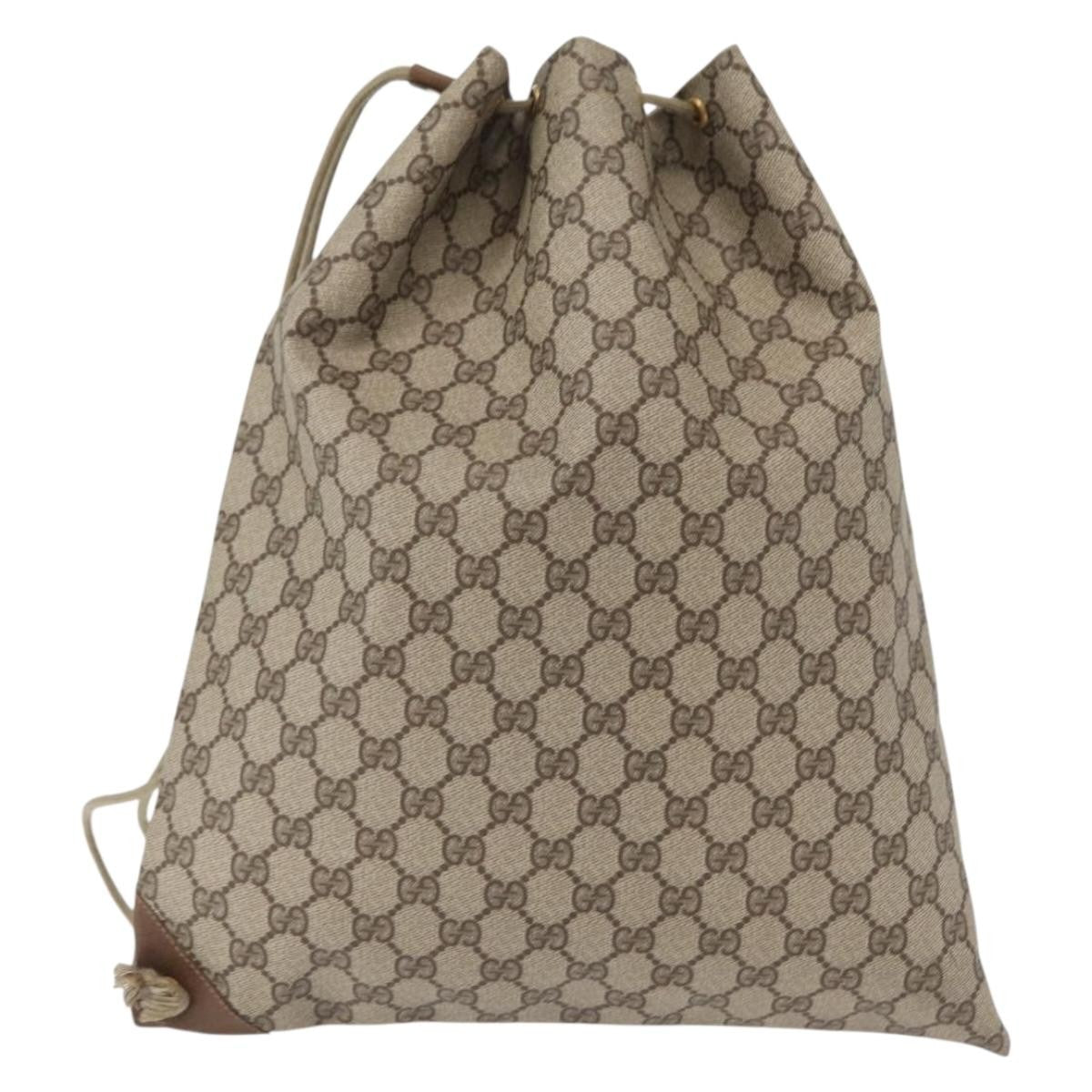 Gucci Drawstring Shoulder Bag GG Canvas with Leather