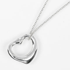 Tiffany & Co. Elsa Peretti Open Heart Pendant Necklace Sterling Silver with Pink Sapphire