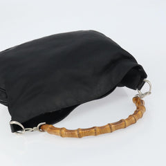 Gucci Vintage Bamboo Handle Open Hobo Nylon