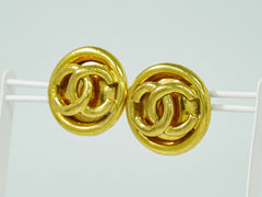 Chanel Vintage Round CC Clip-On Earrings Metal