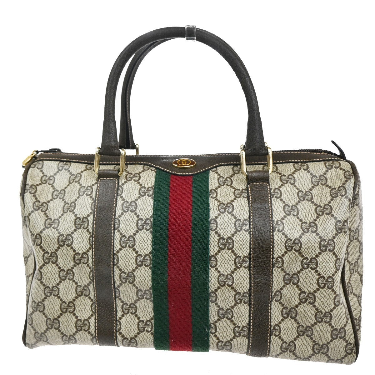 Gucci Vintage Web Boston Bag GG Coated Canvas