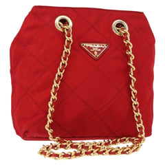 Prada Chain Shoulder Bag Quilted Tessuto