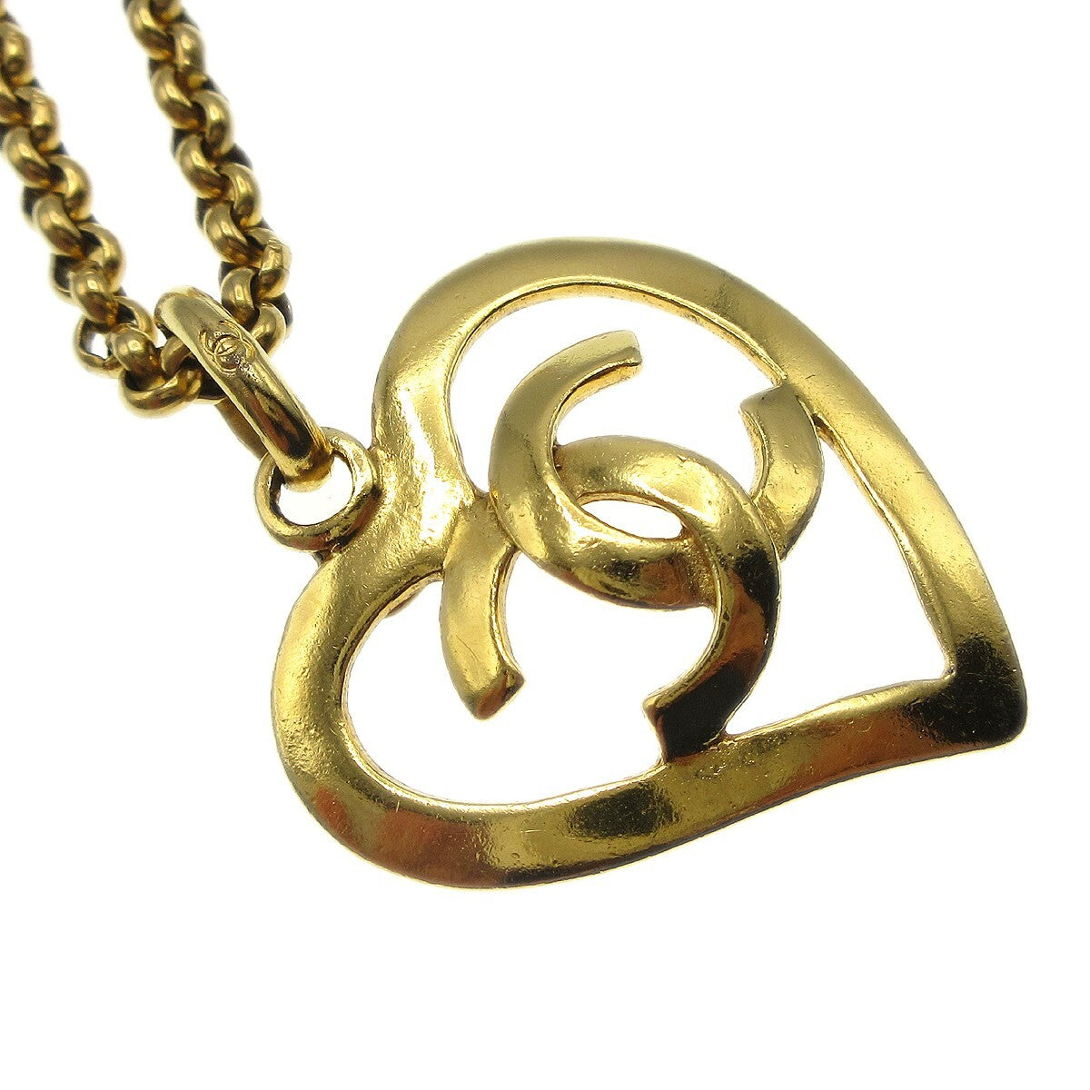 Chanel CC Heart Pendant Necklace Metal