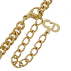 Christian Dior Logo Heart Pendant Necklace Metal with Crystal