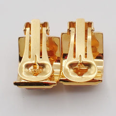 Hermes Vintage Half Hoop Clip-On Earrings Printed Enamel and Metal