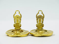 Chanel Vintage CC Round Clip-On Earrings Metal