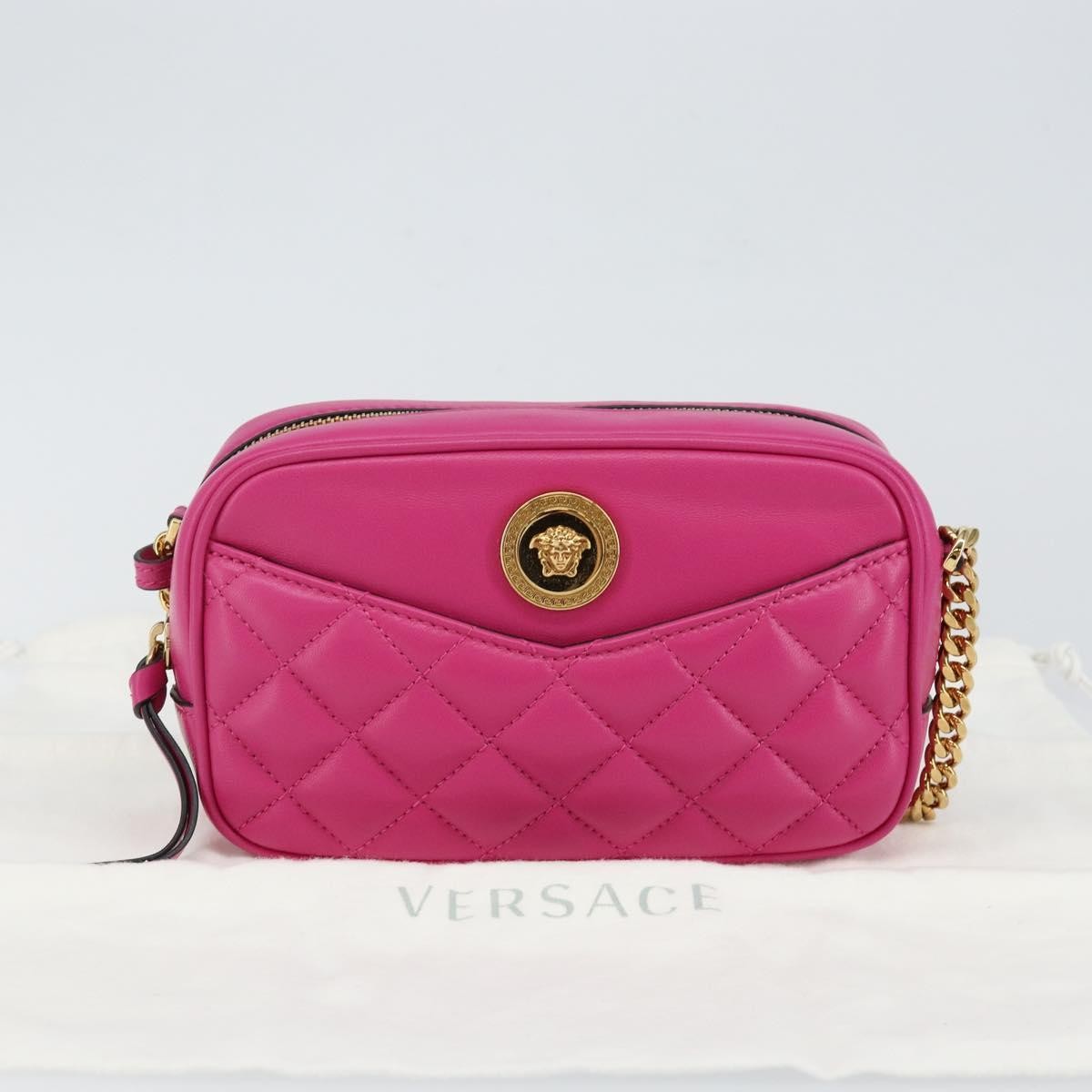 Versace Medusa Icon Front Slip Pocket Camera Bag Quilted Leather