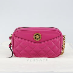 Versace Medusa Icon Front Slip Pocket Camera Bag Quilted Leather