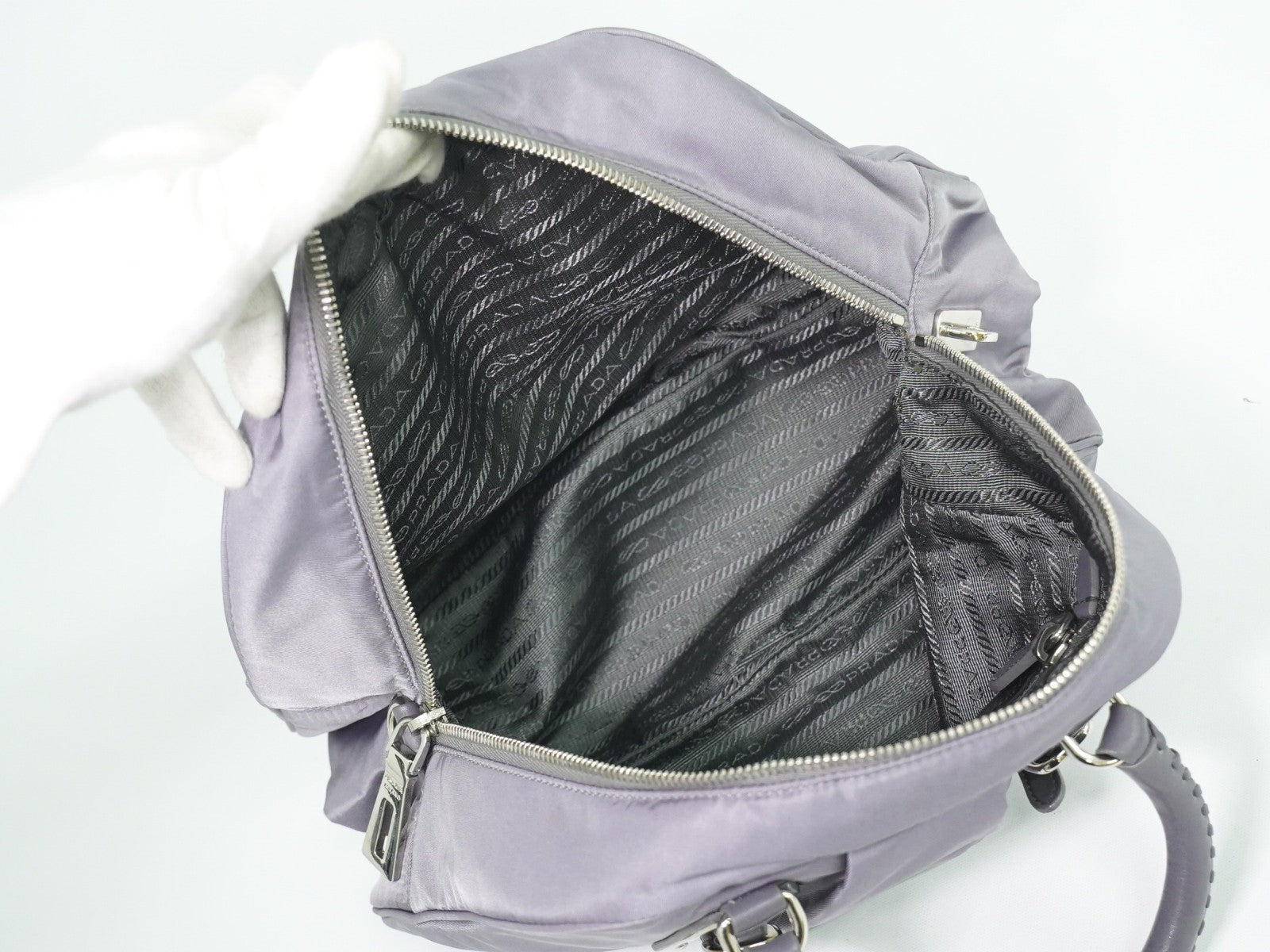 Prada Buckle Dome Satchel Tessuto