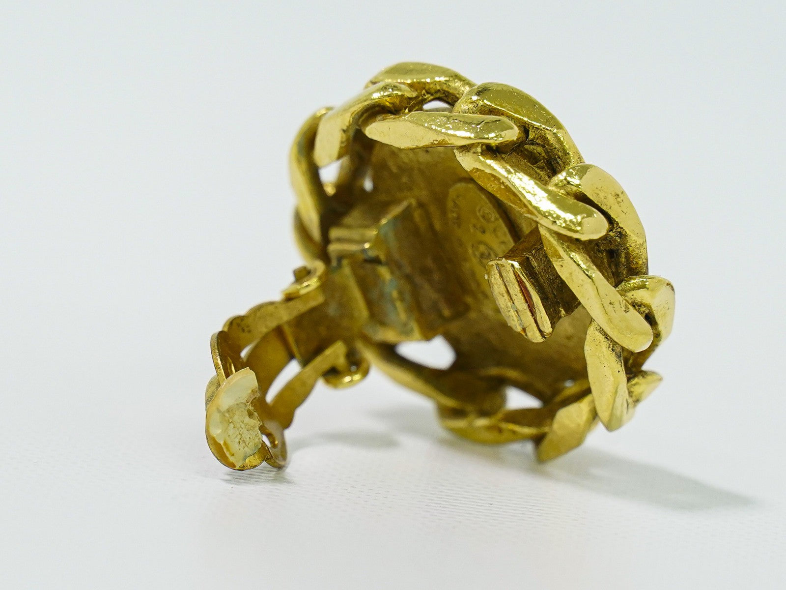 Chanel Vintage CC Round Clip-On Earrings Metal with Crystals