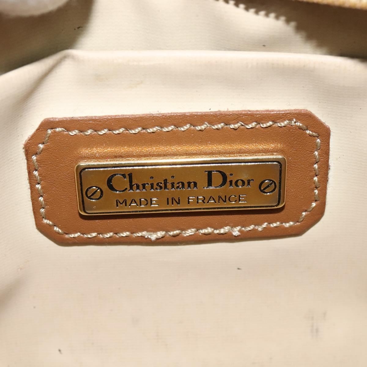 Christian Dior Vintage Honeycomb Zip Pouch Canvas and Leather