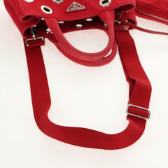 Prada Canapa Convertible Tote Grommet Embellished Canvas
