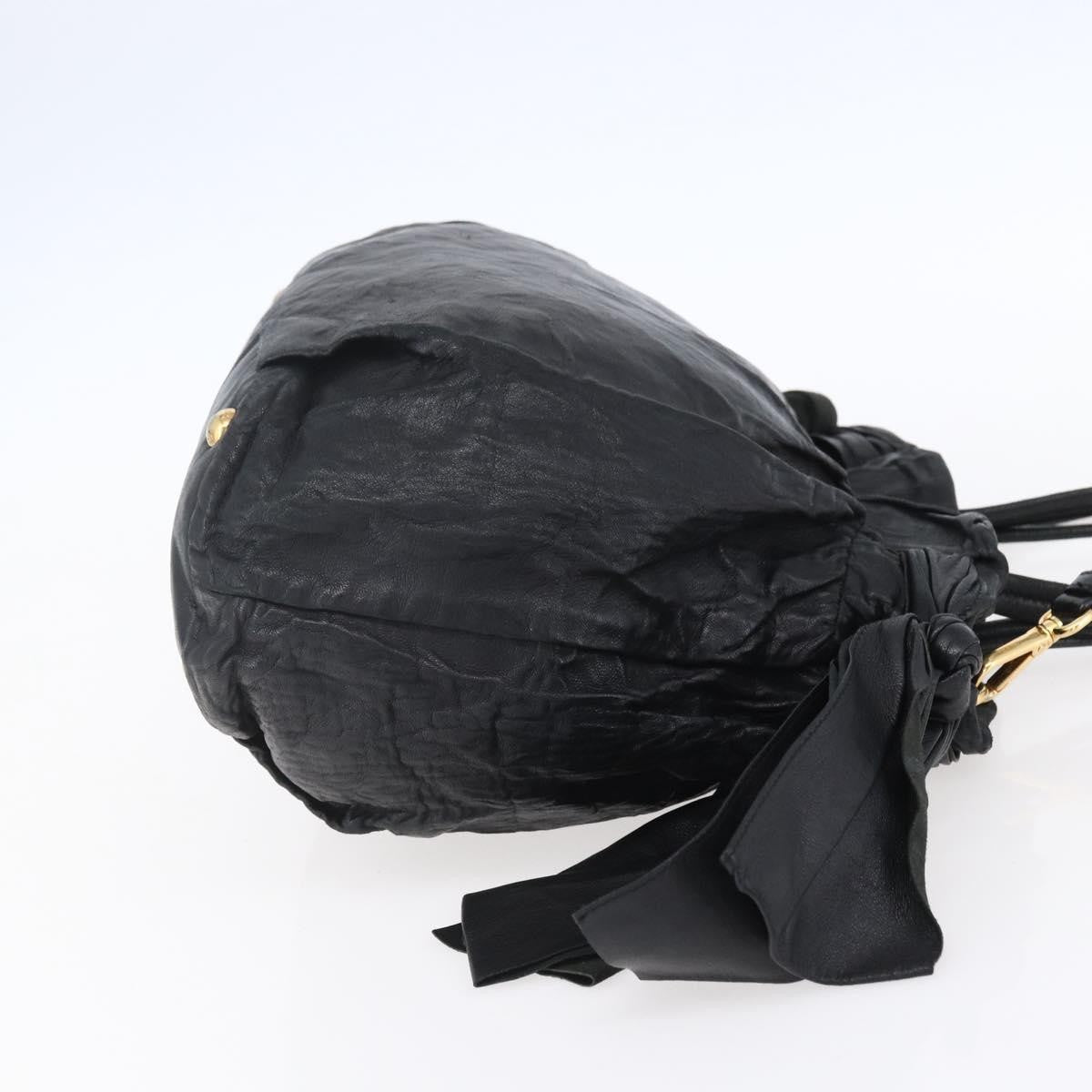 Prada Bow Tie Pleated Tote Leather