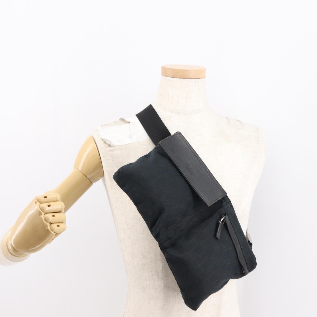 Gucci Vintage Double Belt Bag GG Canvas with Leather