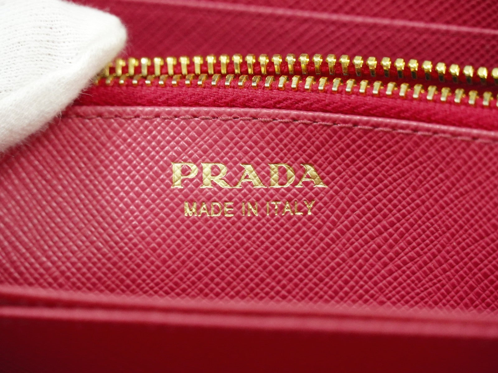 Prada Bow Zip Around Wallet Saffiano Leather