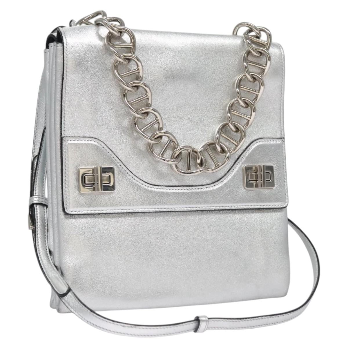 Prada Double Turn Lock Shoulder Bag Leather