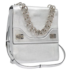 Prada Double Turn Lock Shoulder Bag Leather