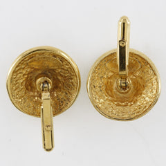 Chanel Vintage Logo Round Cufflinks Plated Gold