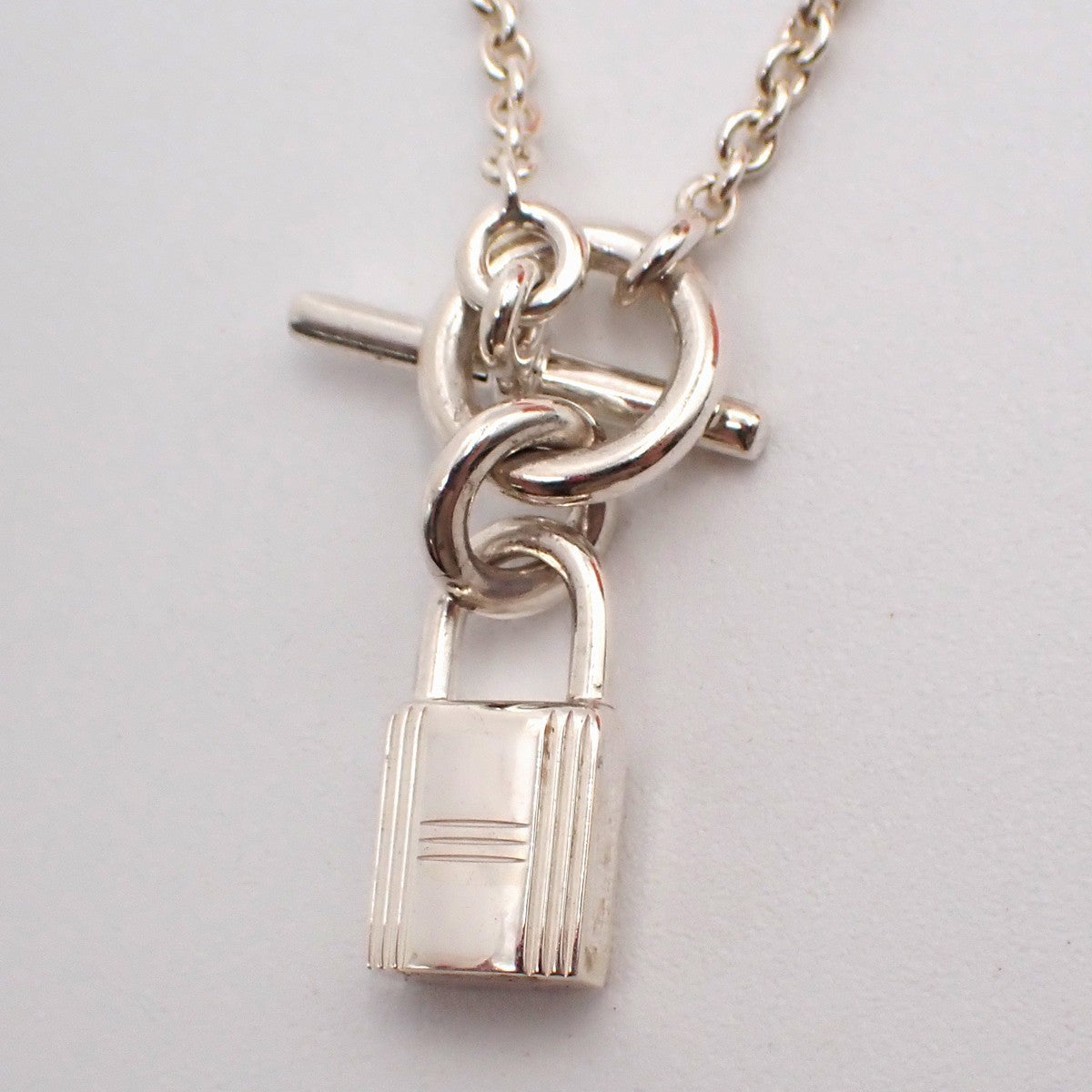 Hermes Cadenas Kelly Pendant Necklace Sterling Silver