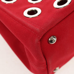 Prada Canapa Convertible Tote Grommet Embellished Canvas