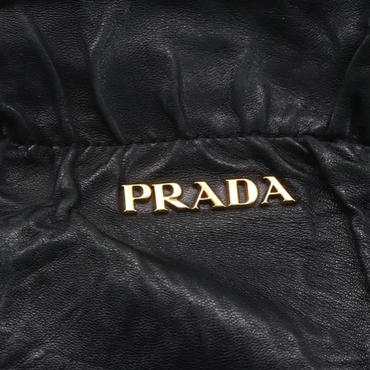 Prada Bow Tie Pleated Tote Leather