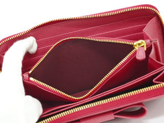 Prada Bow Zip Around Wallet Saffiano Leather