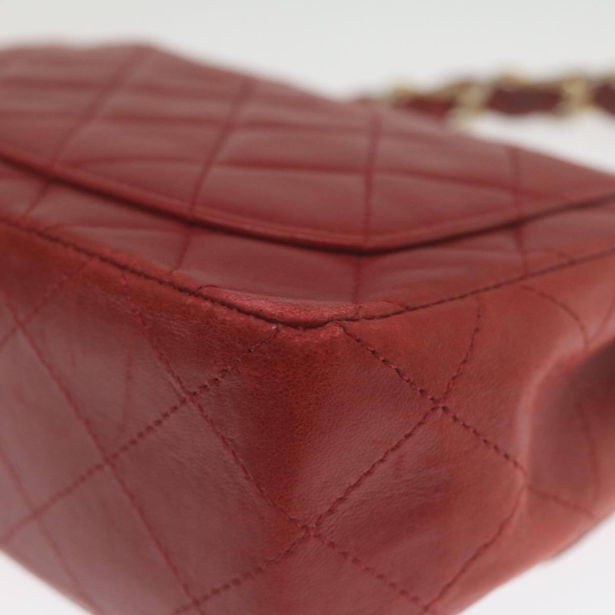 Chanel Vintage Square Chain Handle Flap Bag Quilted Lambskin