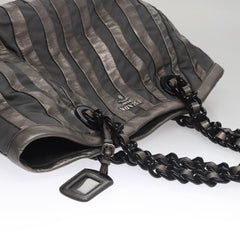 Prada Waves Chain Tote Leather and Tessuto